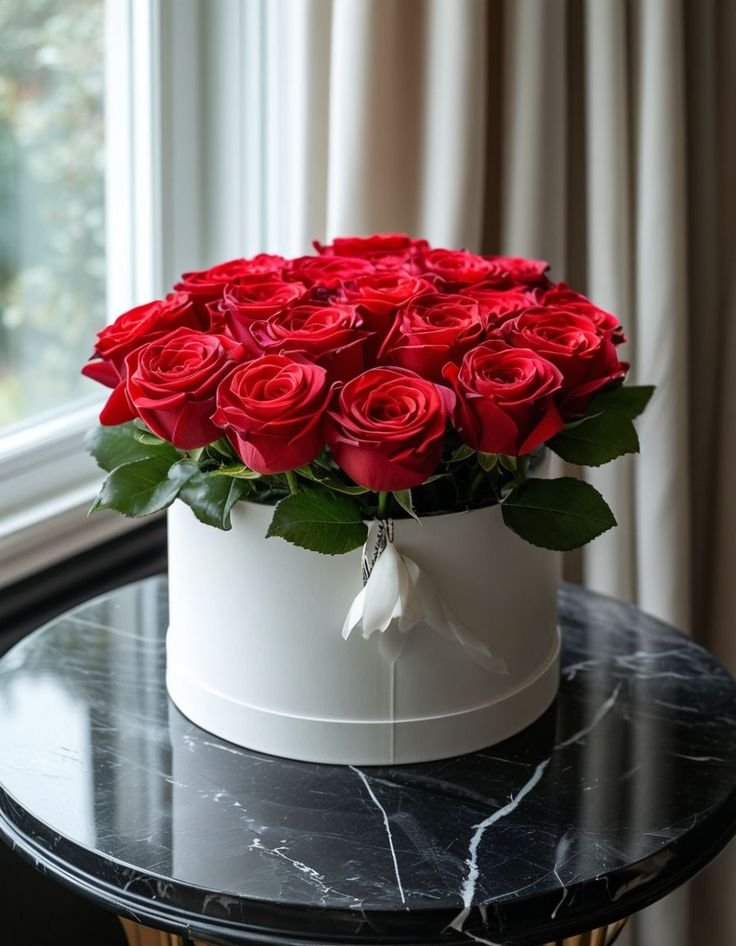 Red Velvet Bloom Box 3 أفضل خدمة توصيل ورد في عمان الأردن - توصيل في نفس اليوم لجميع المناسبات