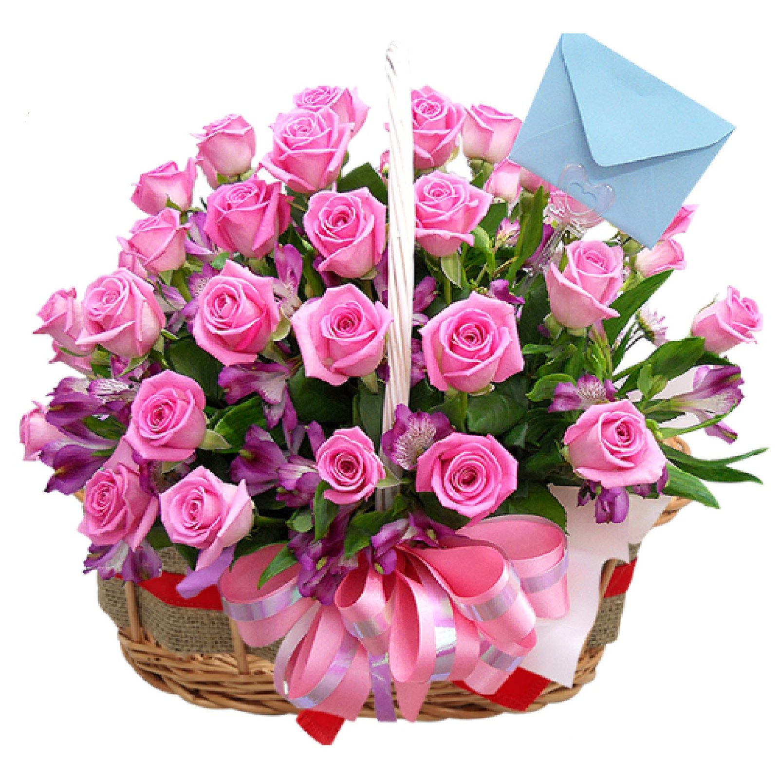 Bloom in Pink Basket 1 أفضل خدمة توصيل ورد في عمان الأردن - توصيل في نفس اليوم لجميع المناسبات
