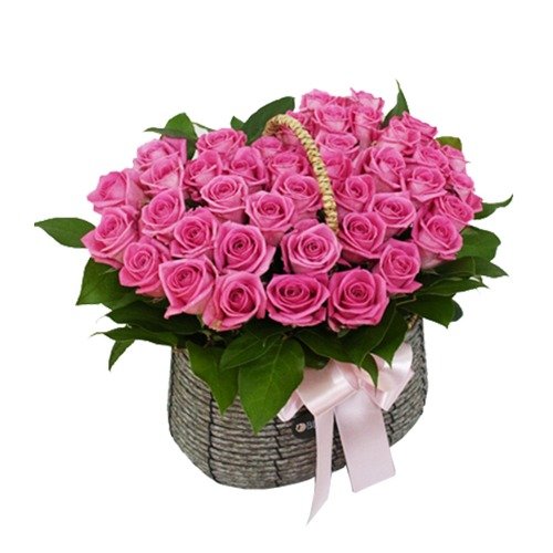 Bloom in Pink Basket 2 أفضل خدمة توصيل ورد في عمان الأردن - توصيل في نفس اليوم لجميع المناسبات