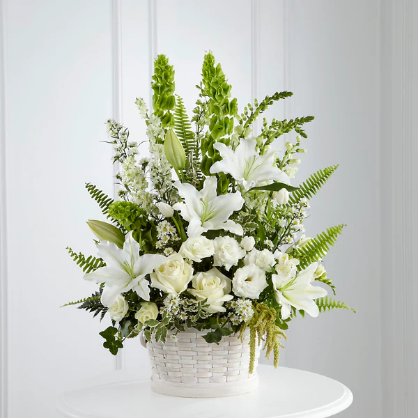 Lily White Basket 2 Best flower delivery service in Amman Jordan with same day flower delivery for all occasions